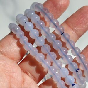 Blue Chalcedony crystal stretch bracelet 7 and 6.2mm